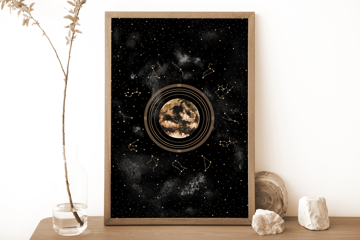 Affiche de Lune et Signes du Zodiaque, Art Mural Céleste