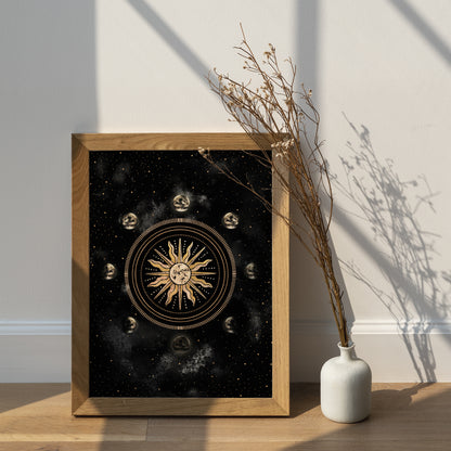 Affiche de Soleil et Phases de la Lune