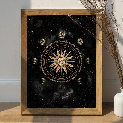 Affiche de Soleil et Phases de la Lune