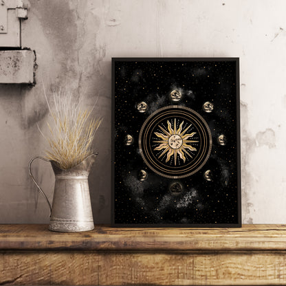 Affiche de Soleil et Phases de la Lune