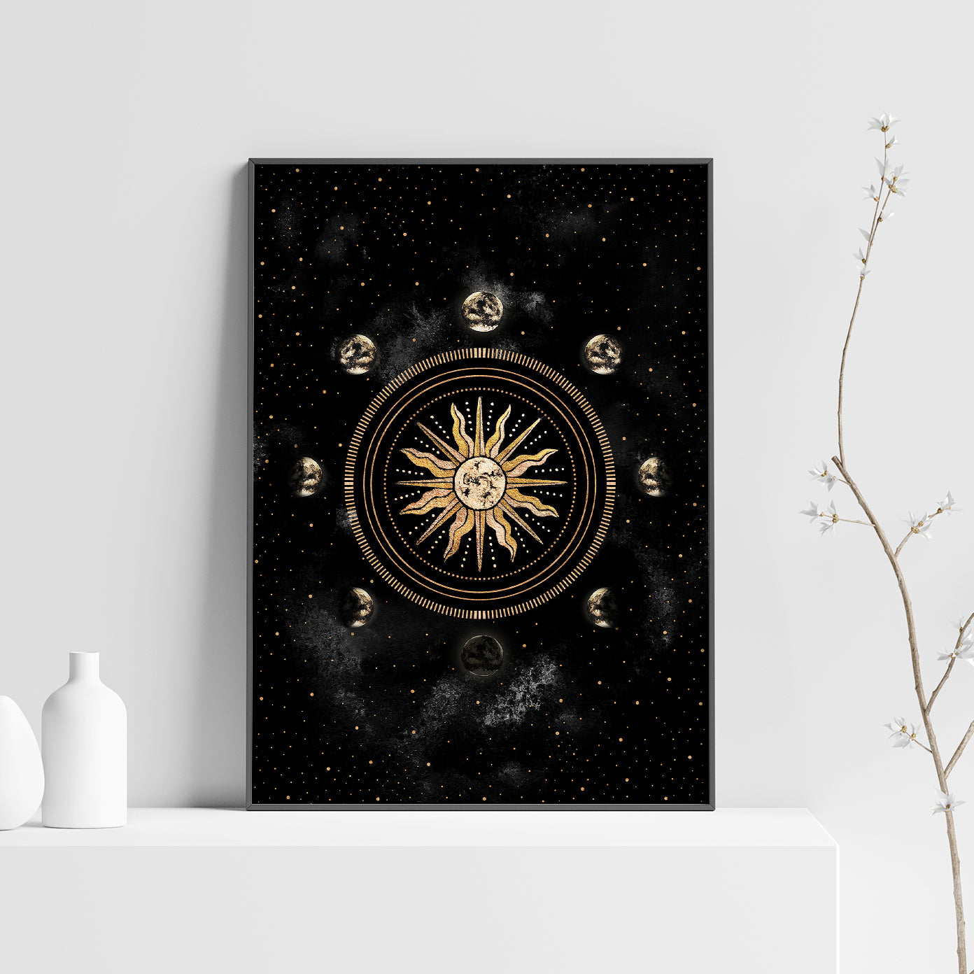 Affiche de Soleil et Phases de la Lune