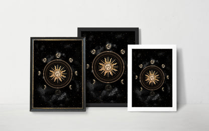 Affiche de Soleil et Phases de la Lune