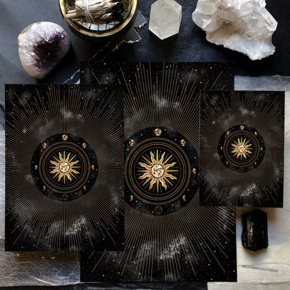 Affiche de Soleil et Phases de la Lune, Art Mural Céleste