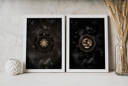 Affiche de Soleil et Phases de la Lune, Art Mural Céleste