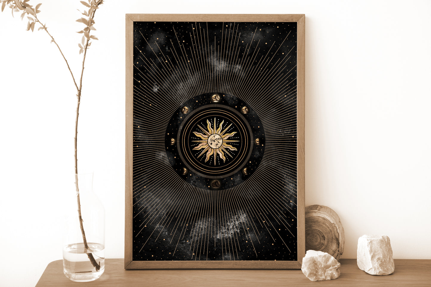 Affiche de Soleil et Phases de la Lune, Art Mural Céleste