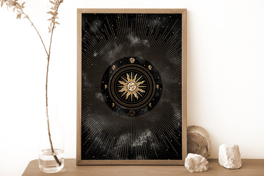 Sun and Moons Print I, Celestial Witchy Wall Art