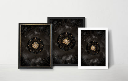 Affiche de Soleil et Phases de la Lune, Art Mural Céleste