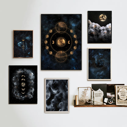 Moon System Print, Celestial decor