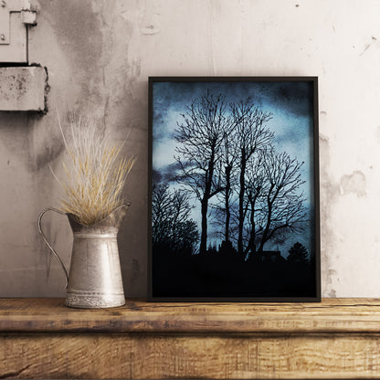 Affiche d'Arbre dans la nuit II, Illustration de Paysage