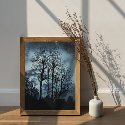 Affiche d'Arbre dans la nuit II, Illustration de Paysage
