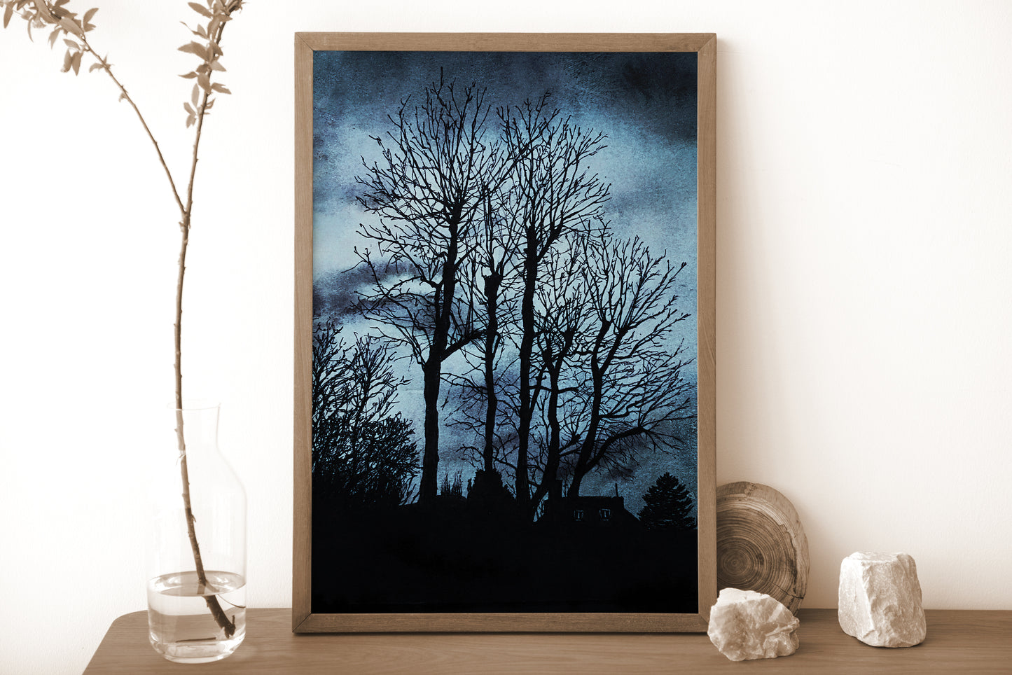 Affiche d'Arbre dans la nuit II, Illustration de Paysage
