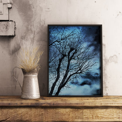 Affiche d'Arbre dans la nuit, Illustration de Paysage