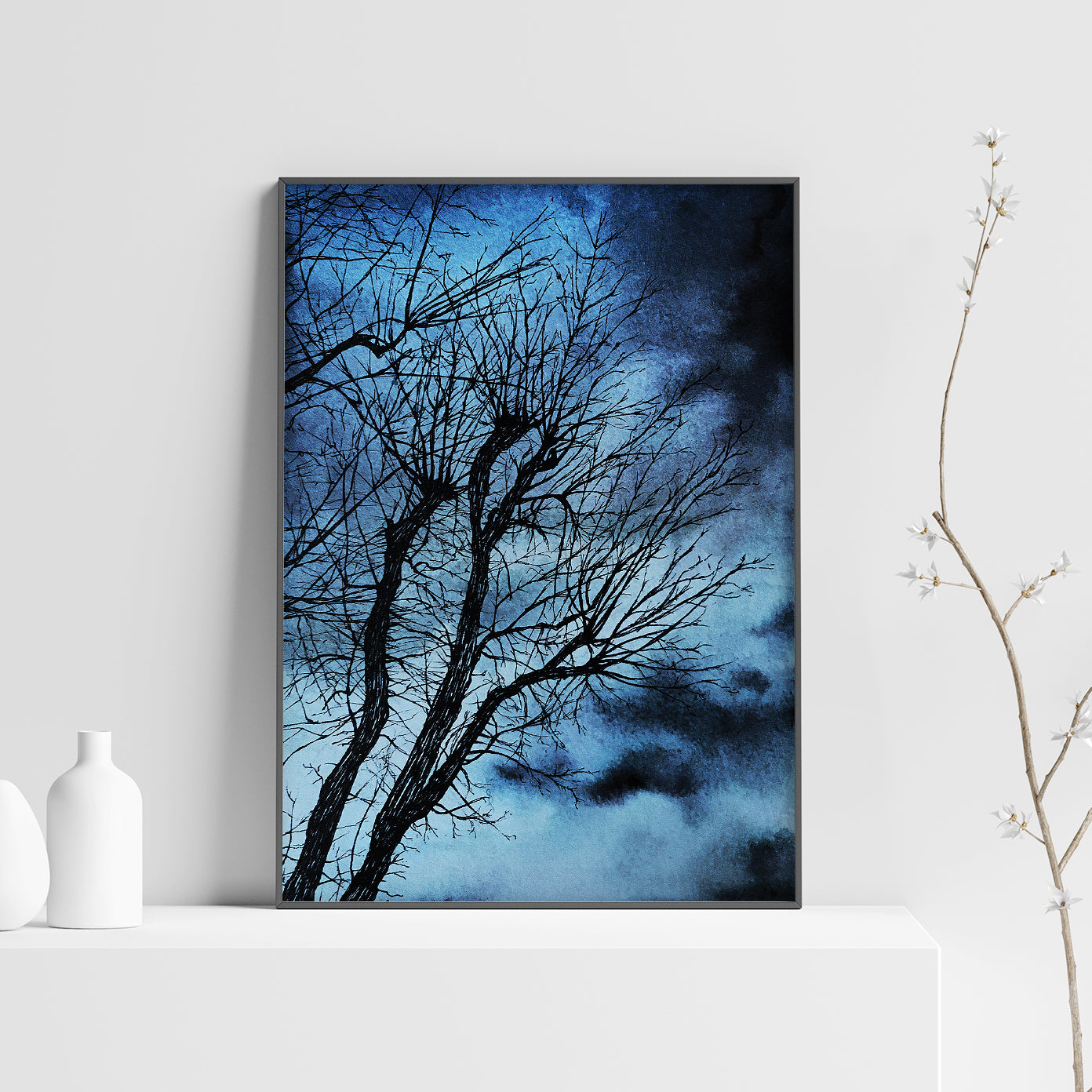 Affiche d'Arbre dans la nuit, Illustration de Paysage