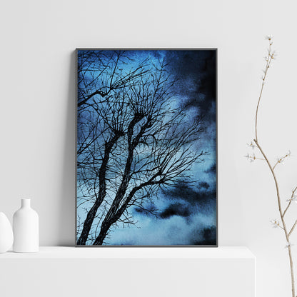 Affiche d'Arbre dans la nuit, Illustration de Paysage