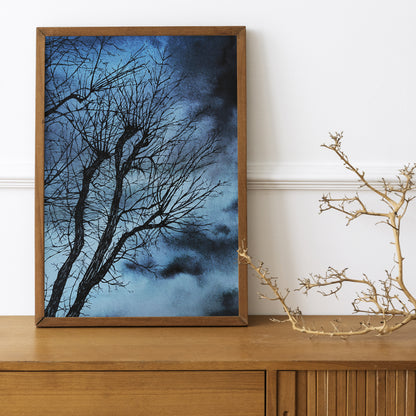 Affiche d'Arbre dans la nuit, Illustration de Paysage